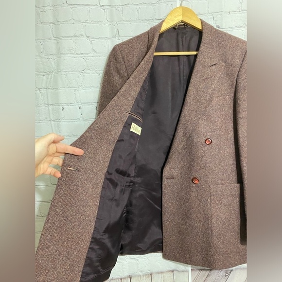 Raffinati Mens Burgundy Tweed Fleck Wool Classic Sport Coat Blazer Jacket - Picture 6 of 8